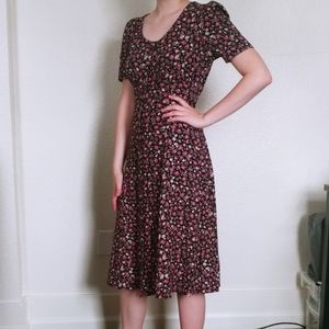Vintage 80s 90s Grunge Floral Button Up Dress